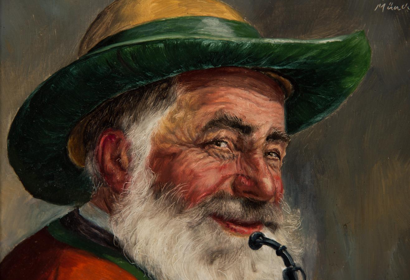 Fritz Muller Fritz Muller (19131972) Signed Mid 20th Century Oil, Gentleman Smoking a Pipe