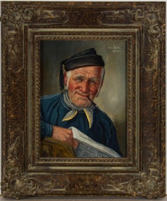 Vintage Fritz Muller (1913-1972) - Signed Mid 20th Century Oil, Gentleman with Newspaper