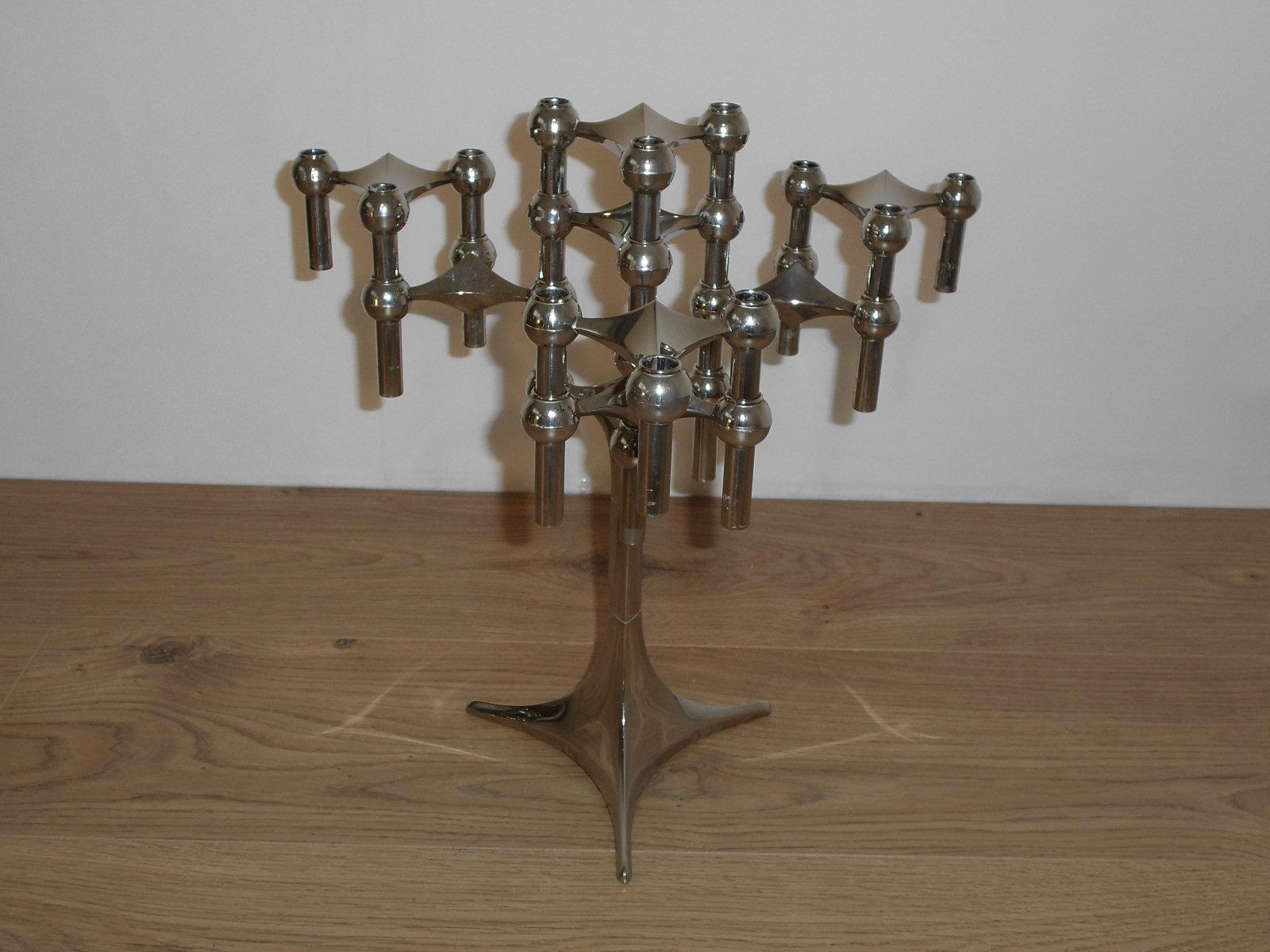 Mid-Century Modern Fritz Nagel 1960s Design Modular and Chrome Candleholder Set of S22 Collection For Sale