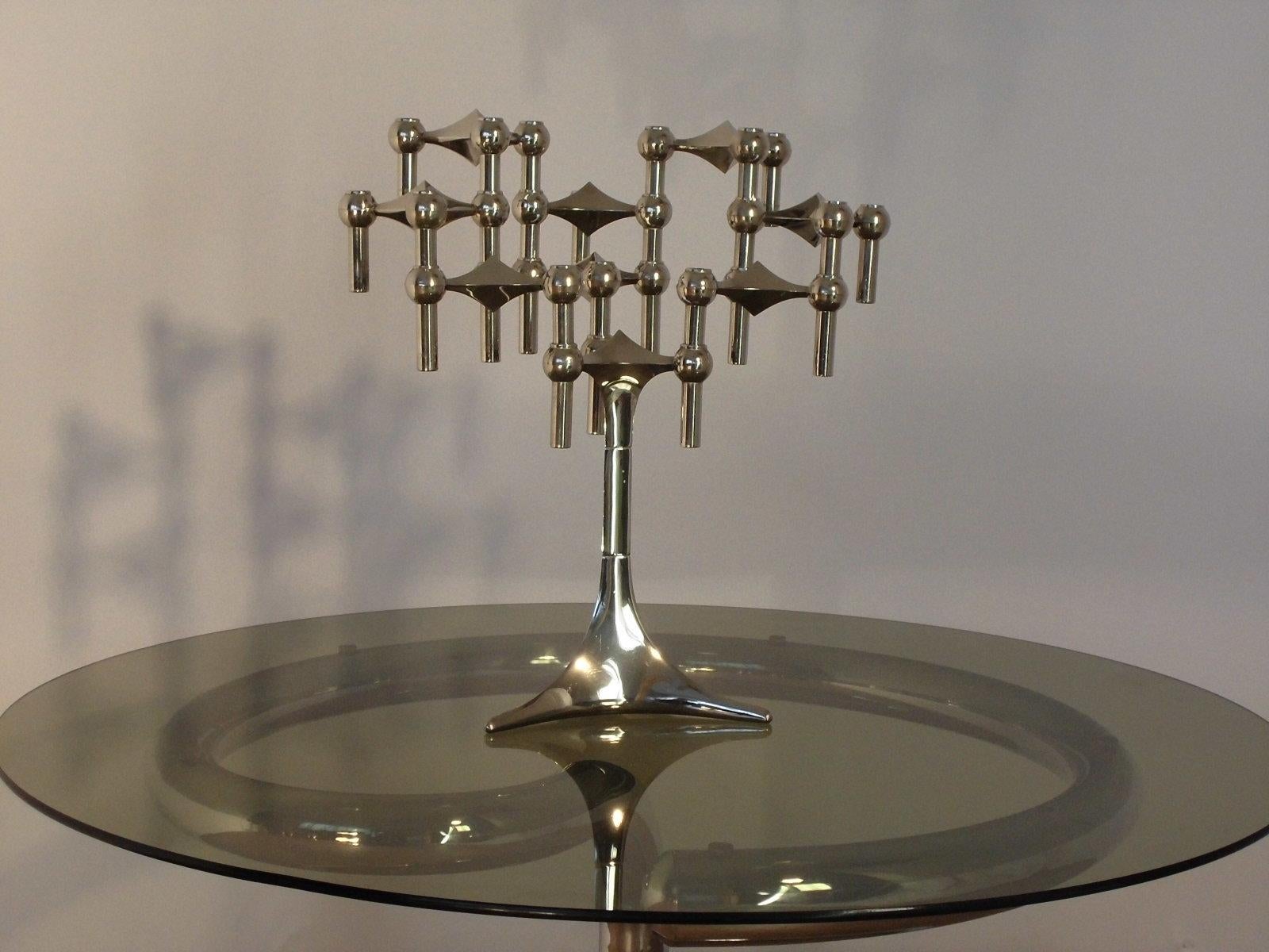 European Fritz Nagel 1960s Design Modular and Chrome Candleholder Set of S22 Collection For Sale