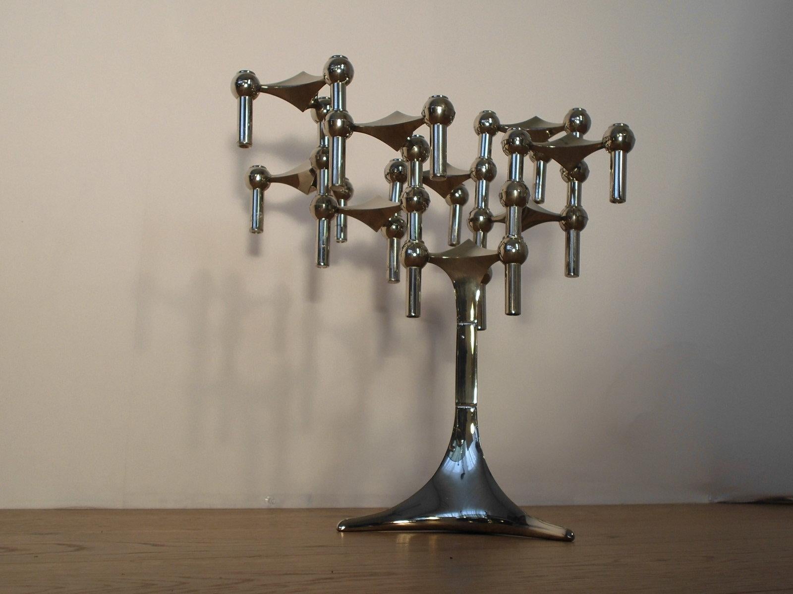 Fritz Nagel 1960s Design Modular and Chrome Candleholder Set of S22 Collection In Excellent Condition For Sale In Tourcoing, FR