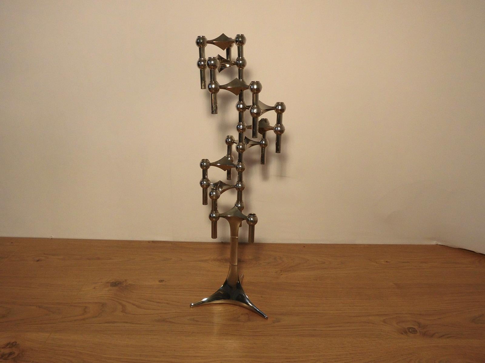 Fritz Nagel 1960s Design Modular and Chrome Candleholder Set of S22 Collection For Sale 2