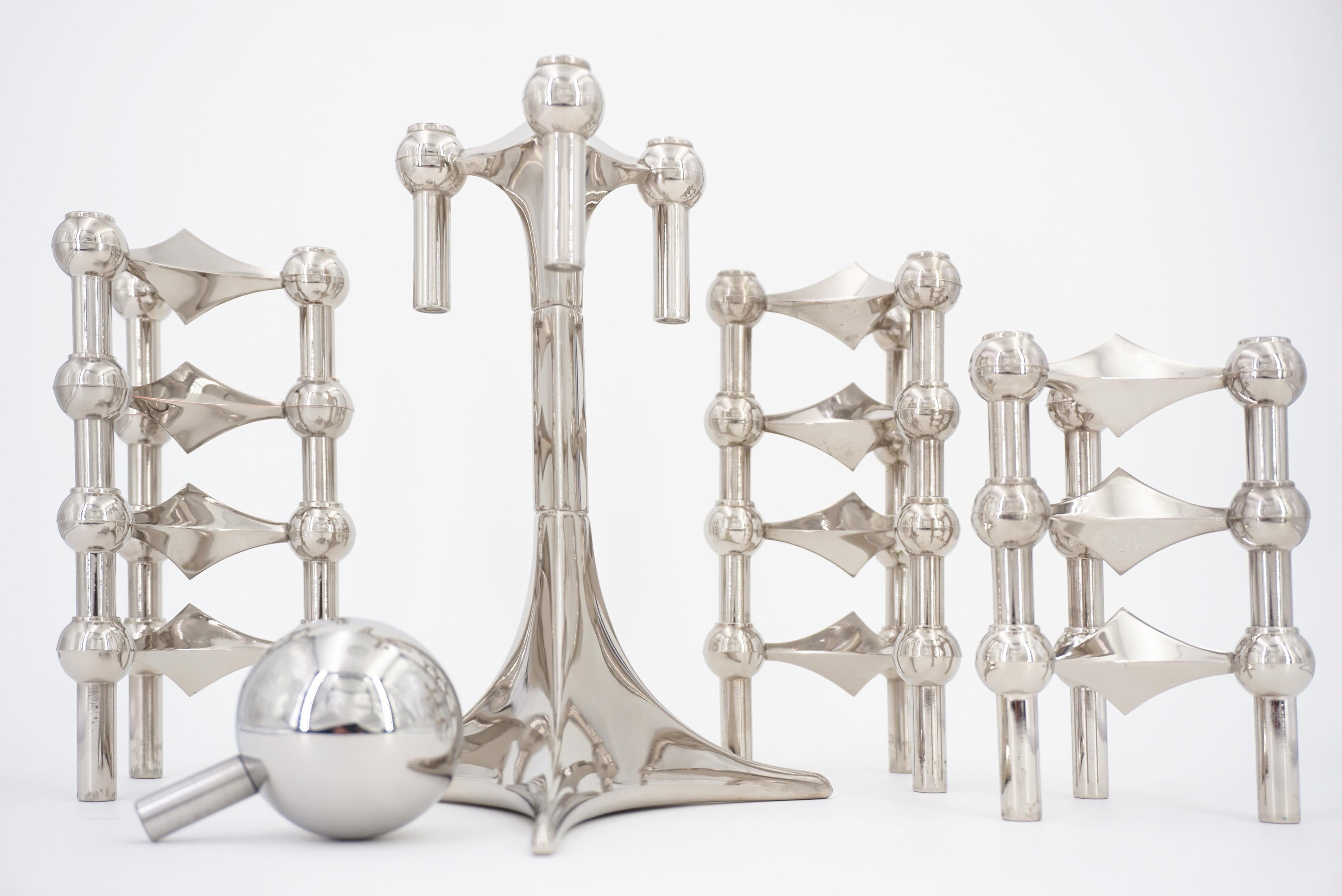 20th Century Fritz Nagel 1960s Design Modular and Chrome Candle Holder Set of S22 Collection