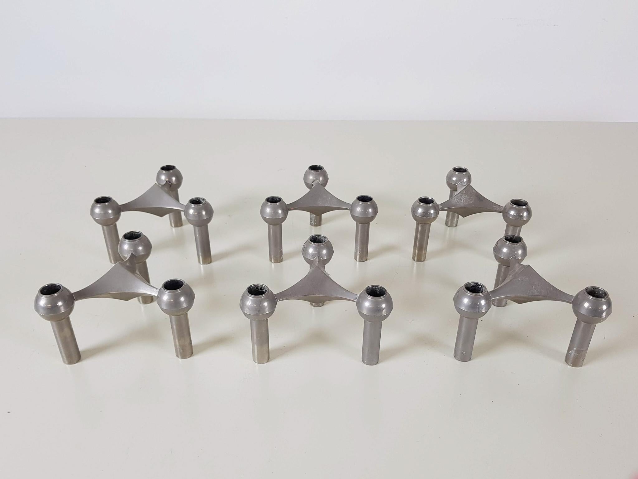 Metal Fritz Nagel and Ceasar Stoffi Modular Candleholders for BMF, Germany, 1950s