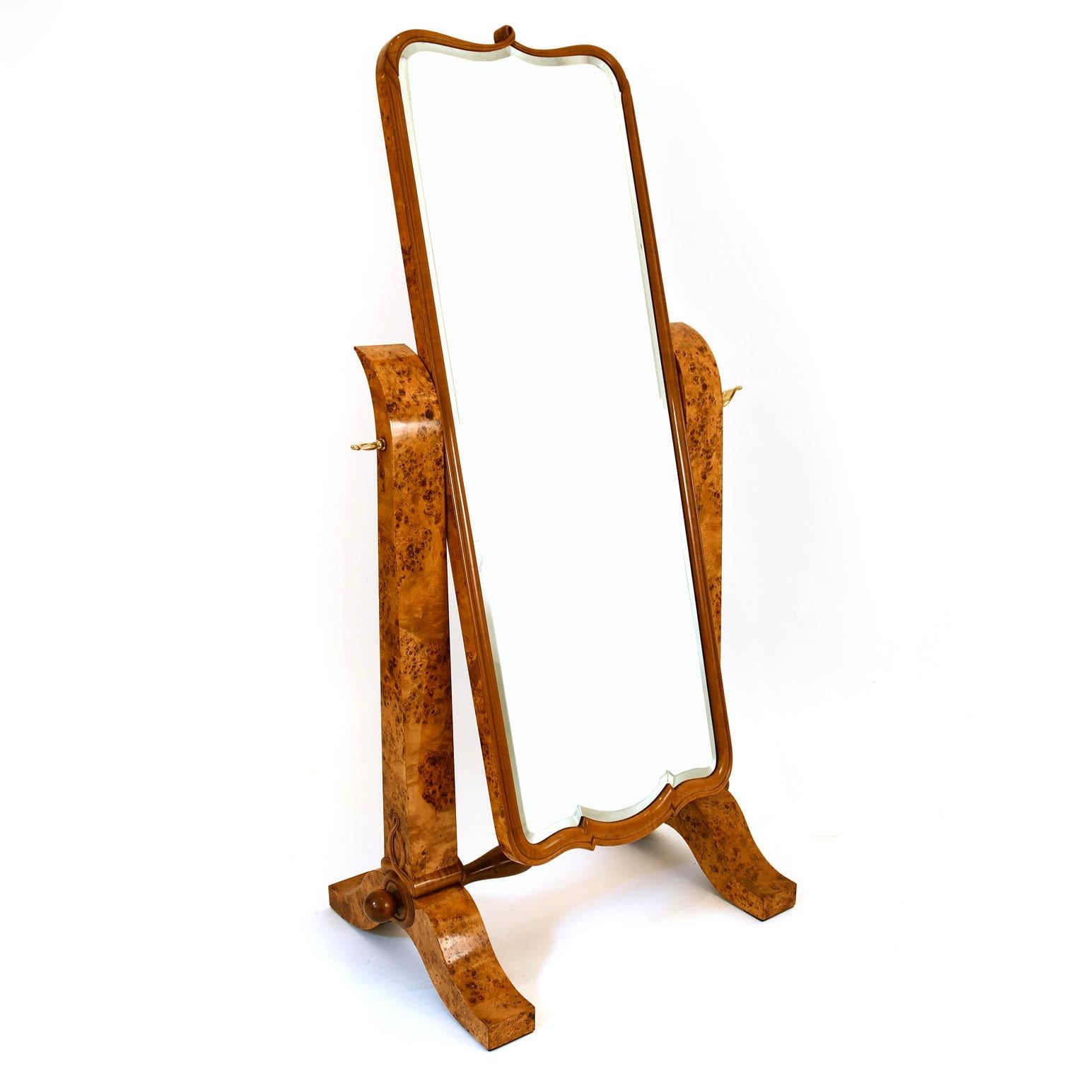 Austrian Fritz Nagel Art Deco Floor Mirror, Austria 1930s Dressing Room Freestanding For Sale