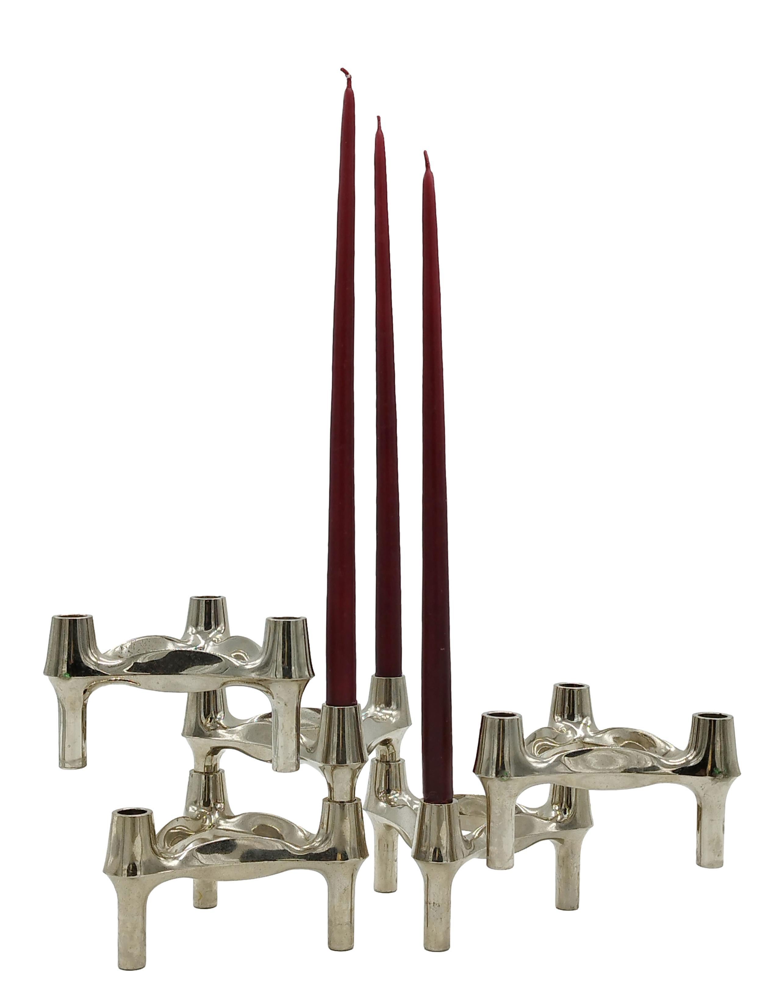 German Fritz Nagel & Caesar Stoffi for BMF Set Modular Candleholder Sticks 5 Pcs, 1970
