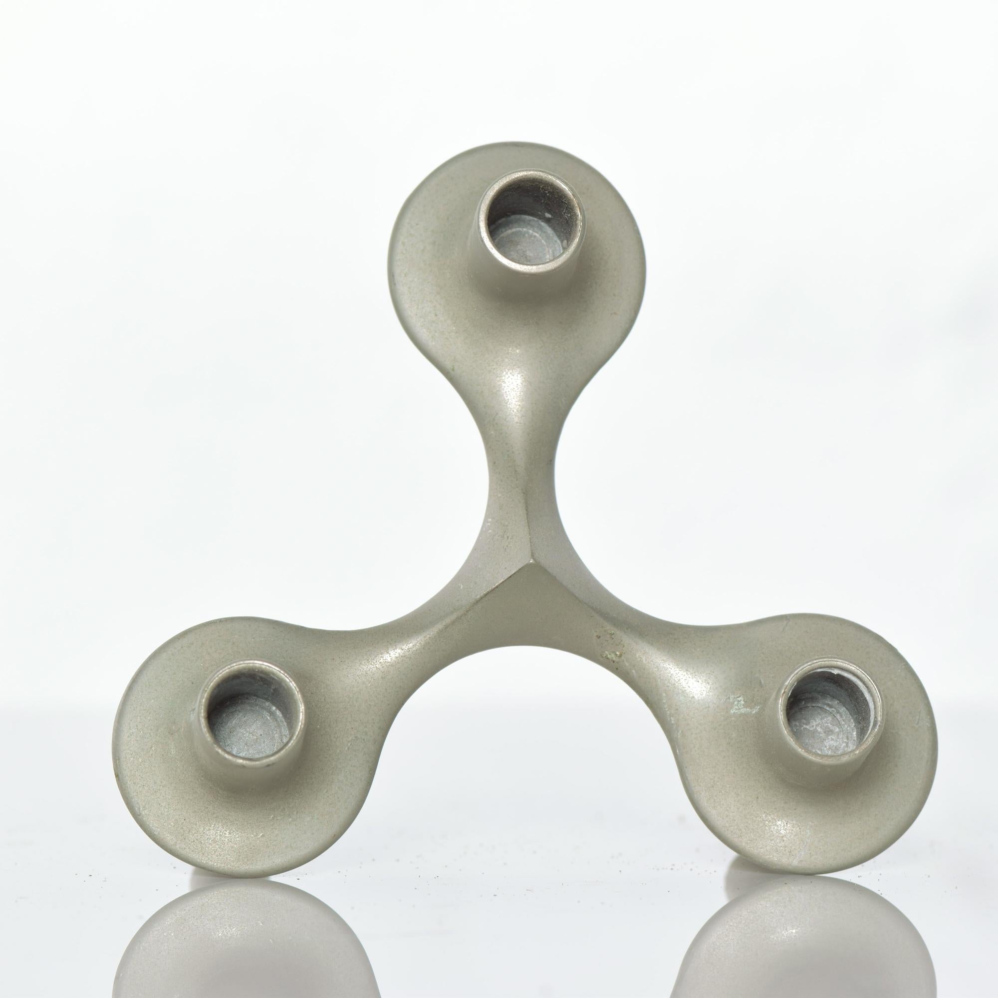 1960s Fritz Nagel & Caesar Stoffi Germany Modular Sculpted Chrome Candleholder In Good Condition In Chula Vista, CA