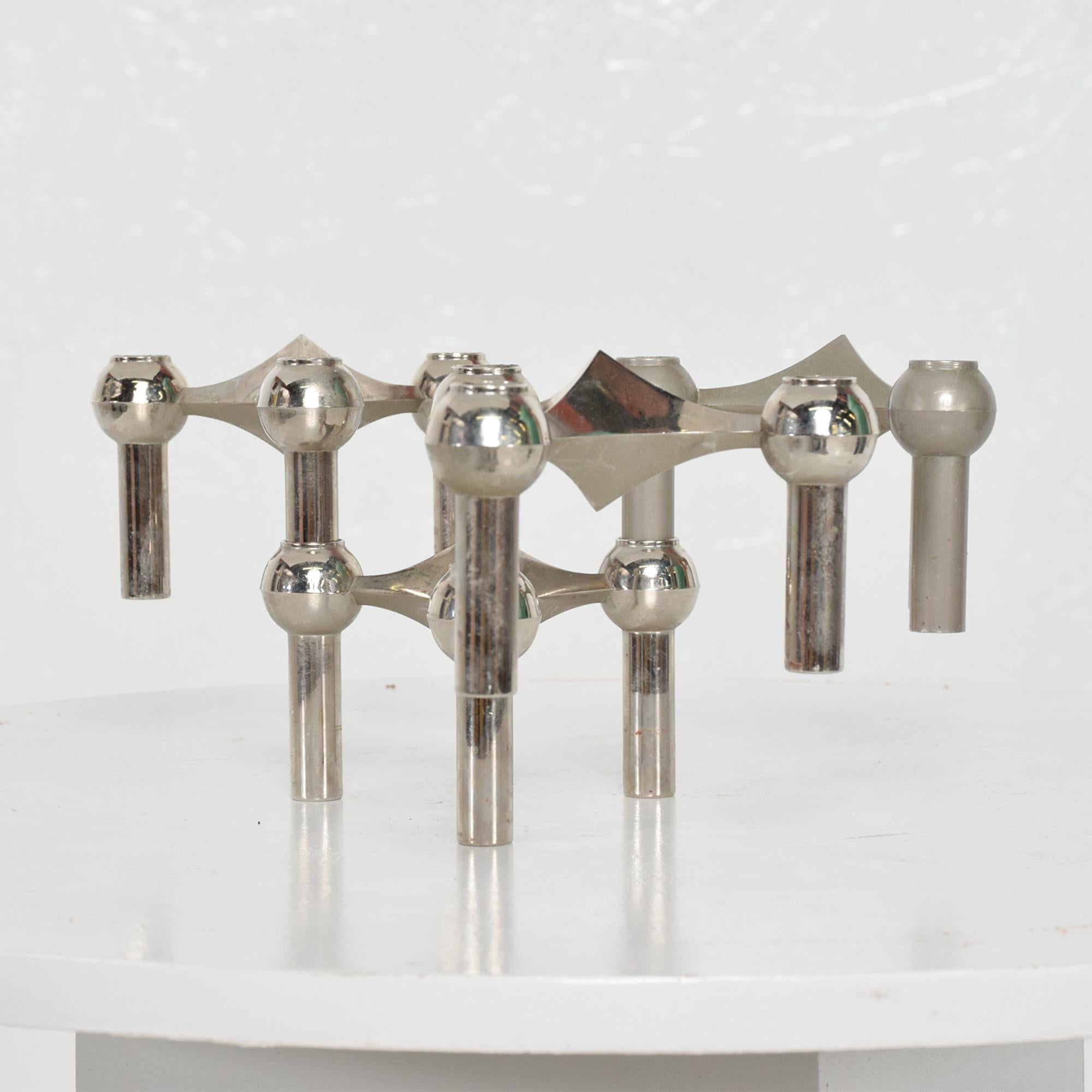 Fritz Nagel & Caesar Stoffi Germany Modular Sculpted Chrome Candleholders 1960s In Good Condition In Chula Vista, CA