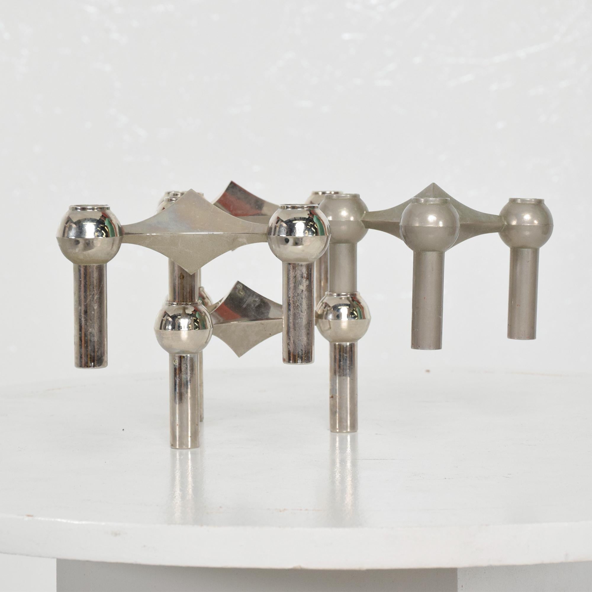 Mid-20th Century Fritz Nagel & Caesar Stoffi Germany Modular Sculpted Chrome Candleholders 1960s