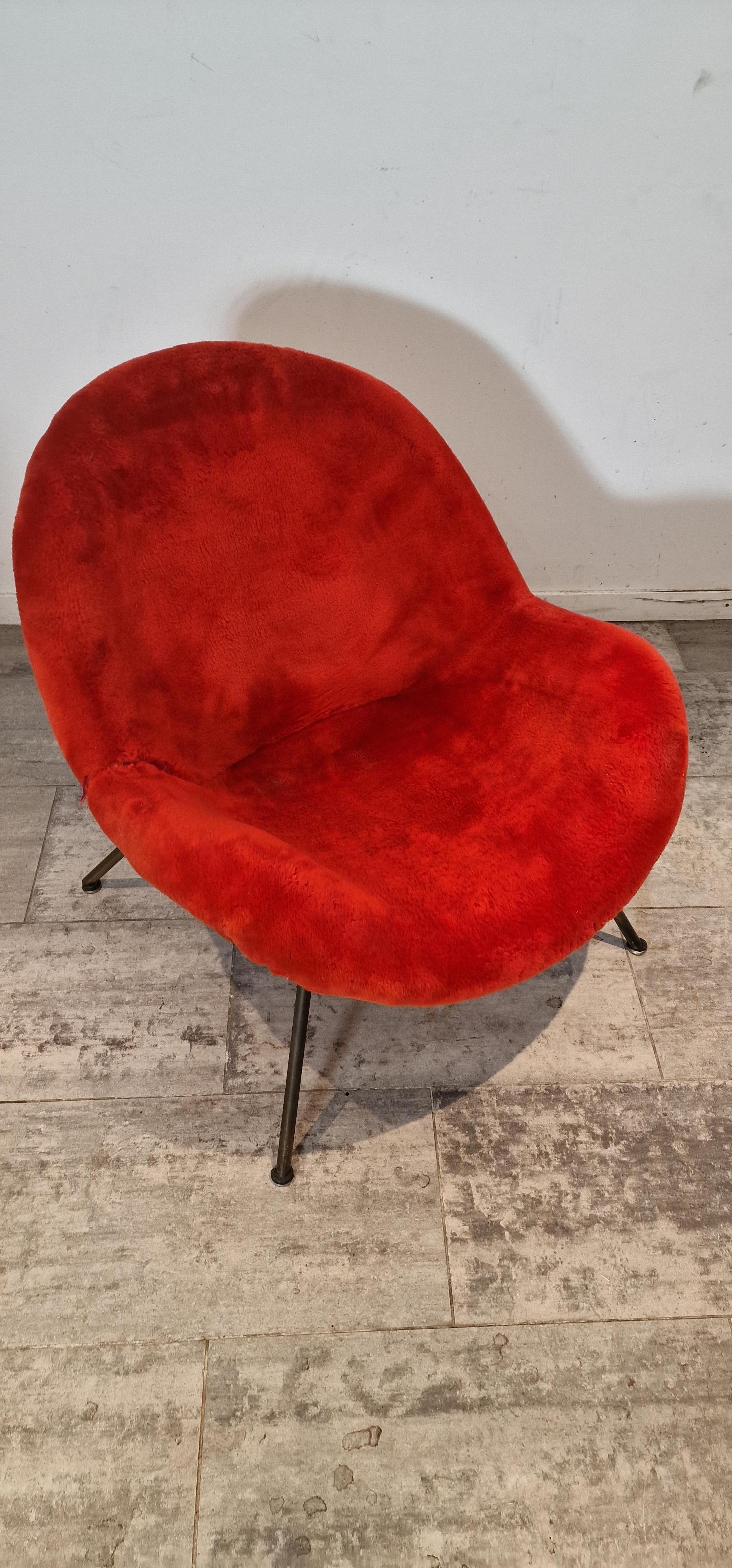 Red egg chair by Fritz Neth made in the 1960s.