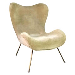 Chaise "Madame" de Fritz Neth avec revêtement d'origine en velours beige, Allemagne, années 1950