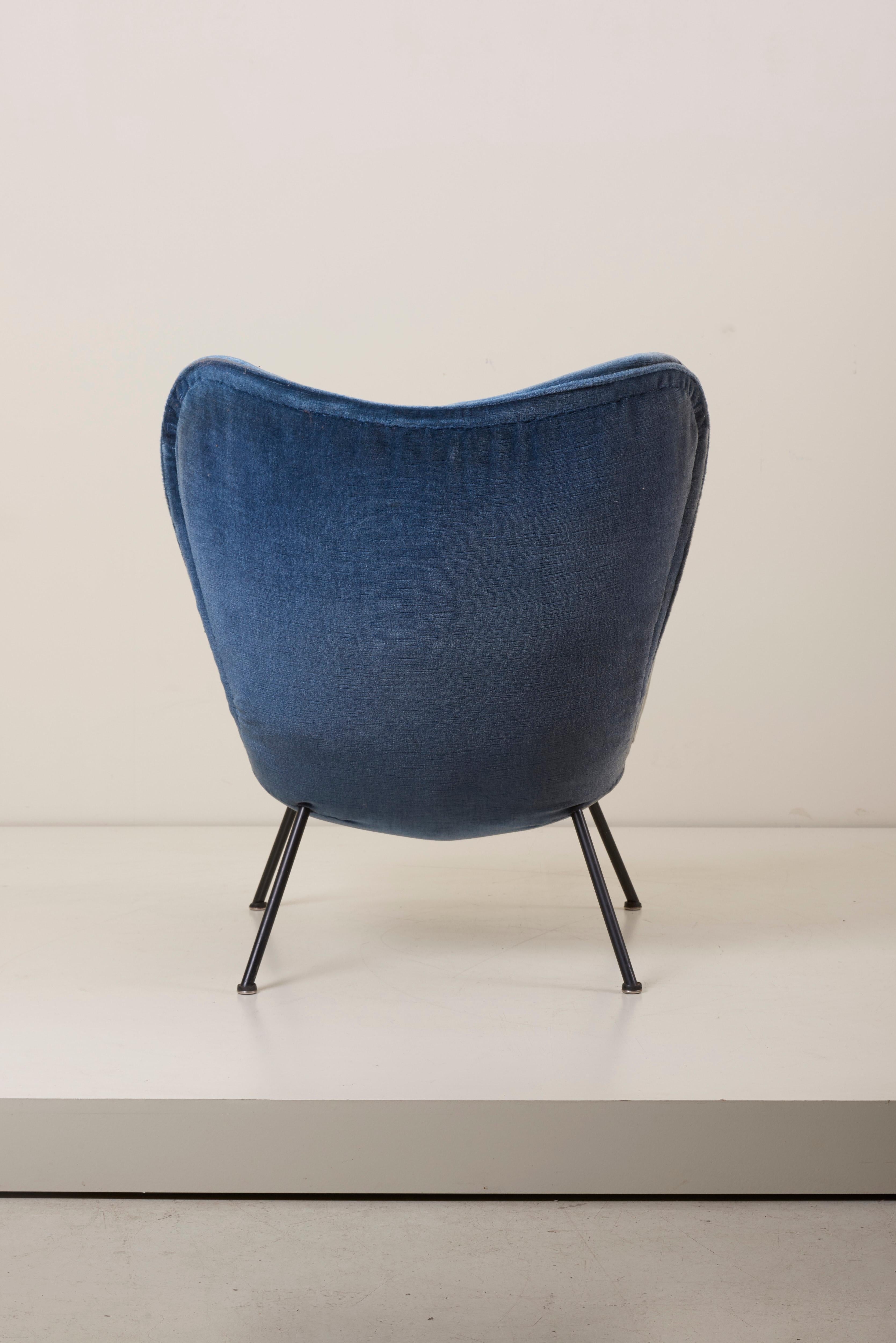 Metal Fritz Neth 'Madame' Lounge Chair for Correcta, Germany, 1950s Upholstery needed