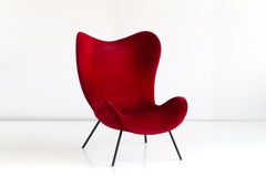 Fritz Neth 'Madame' Lounge Chair aus rotem Samt für Correcta, Deutschland, 1950er Jahre
