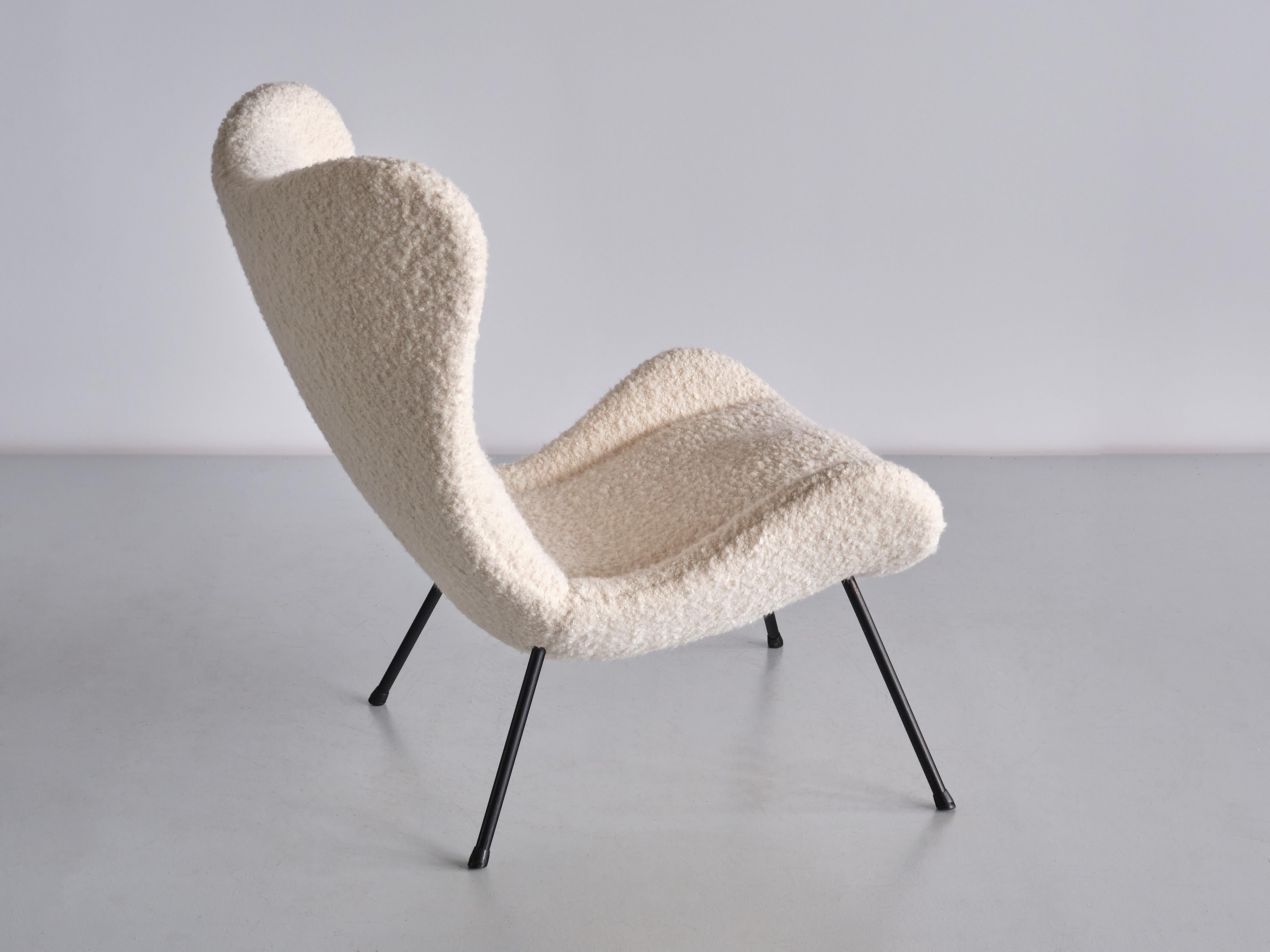 Fritz Neth 'Madame' Lounge Chair in White Nobilis Bouclé, Correcta Germany, 1958 For Sale 5