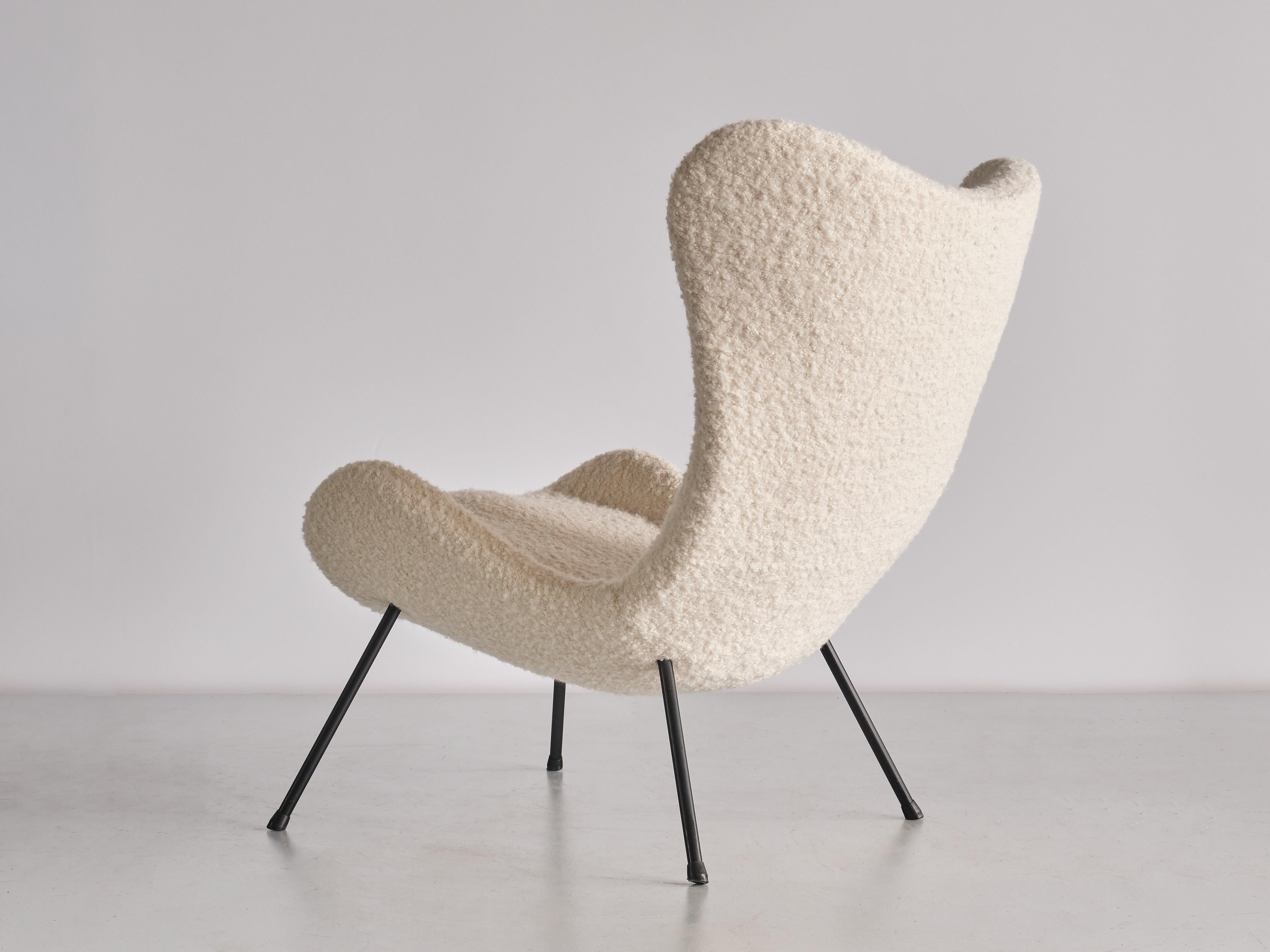 Fritz Neth 'Madame' Lounge Chair in White Nobilis Bouclé, Correcta Germany, 1958 For Sale 7