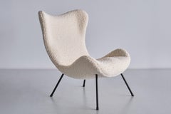 Fritz Neth 'Madame' Lounge Chair in White Nobilis Bouclé, Correcta Germany, 1958