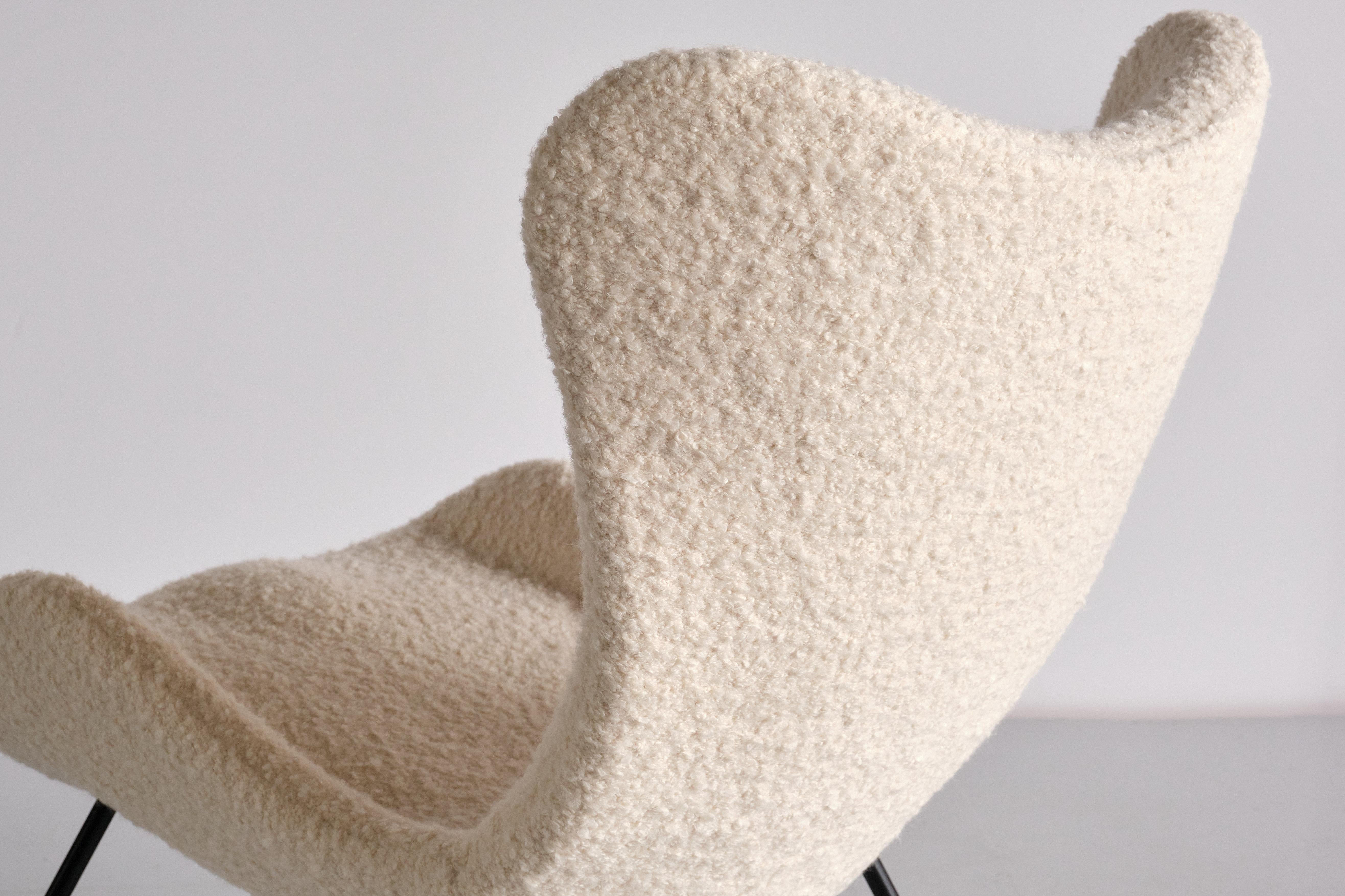 Fritz Neth 'Madame' Lounge Chair in White Nobilis Bouclé, Correcta Germany, 1958 For Sale 3