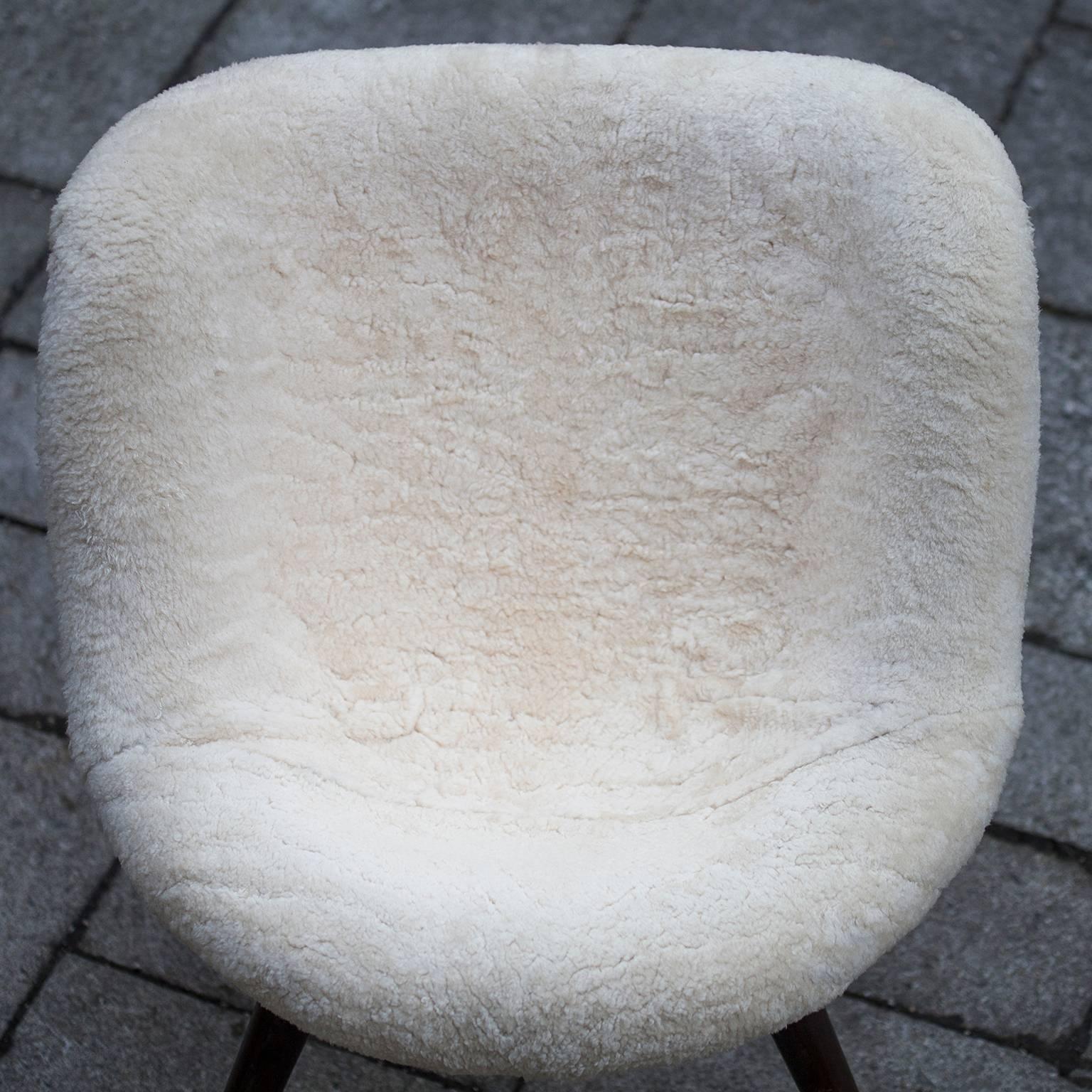 Mid-20th Century Fritz Neth Sheepskin Fur Lounge Chair
