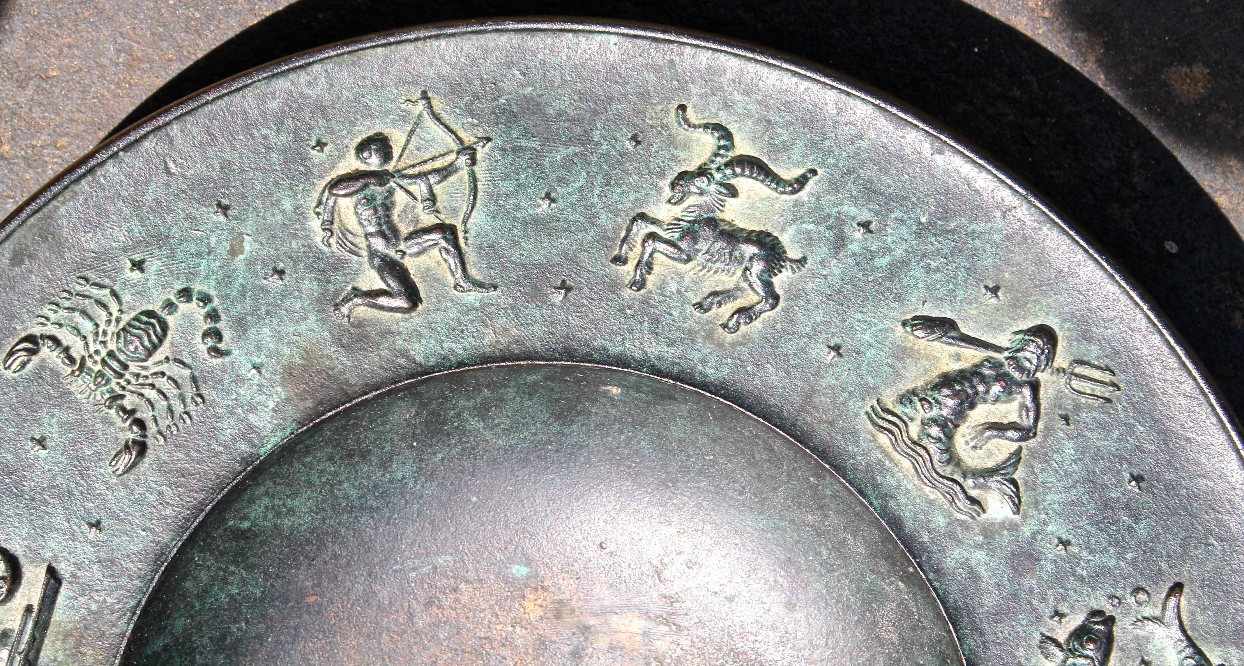 German Fritz Nuss, Classical 'Zodiac' Low Bronze Bowl
