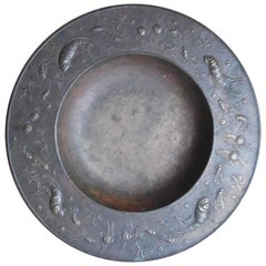 Fritz Nuss, Rare Bronze Low Bowl 'Aquatic Creatures'