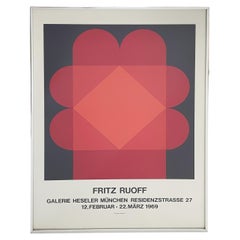 Retro Fritz Ruoff Galerie Heseler Framed Exhibition Print C. 1969