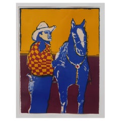 Fritz Scholder Original Color Lithograph, 1979, "Another Matinee Cowboy"