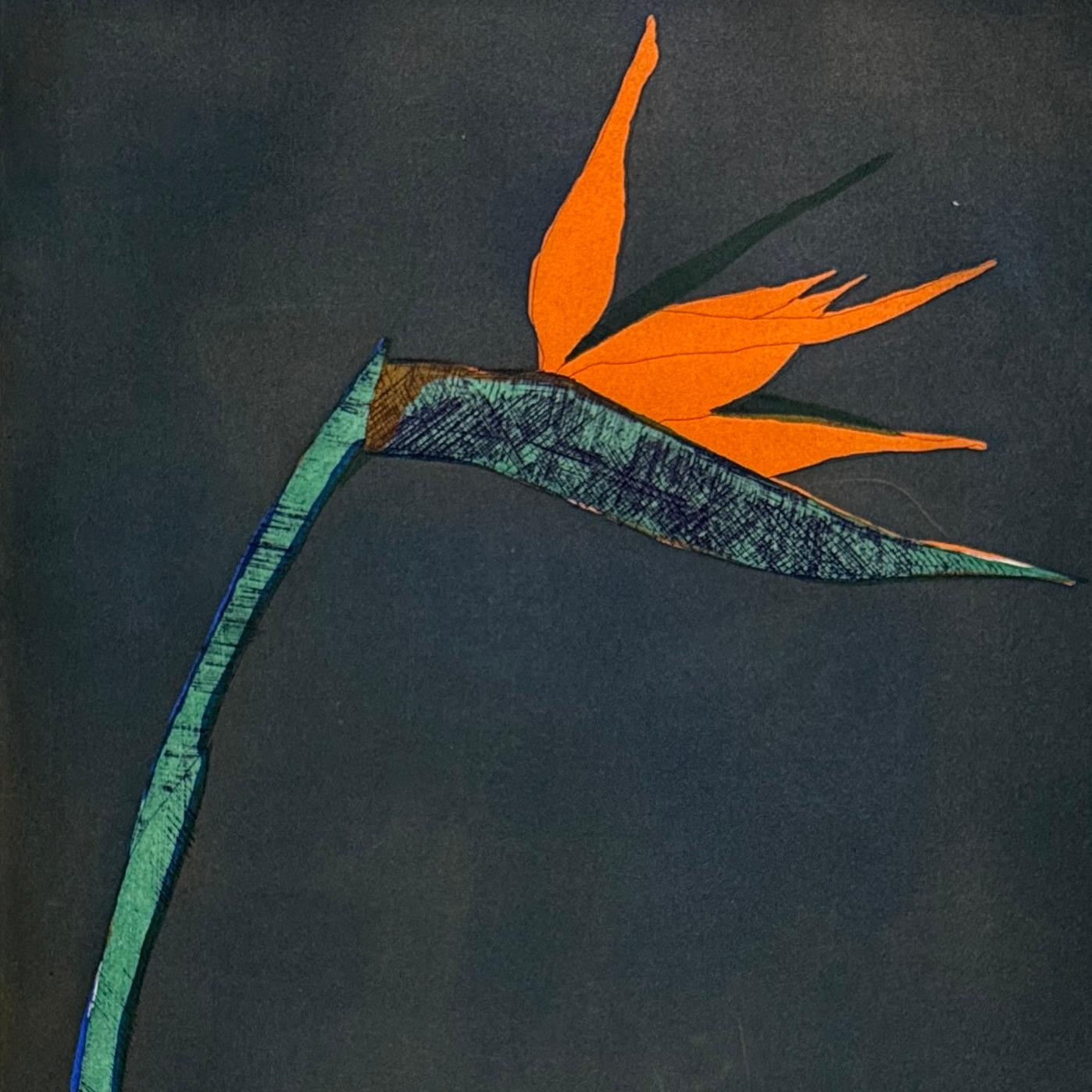 Fritz William Scholder American 1982 original hand signed engraving flower etchi - Contemporary Print by Fritz Scholder