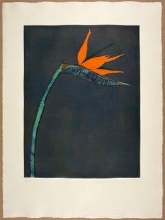Fritz William Scholder American 1982 original hand signed engraving flower etchi