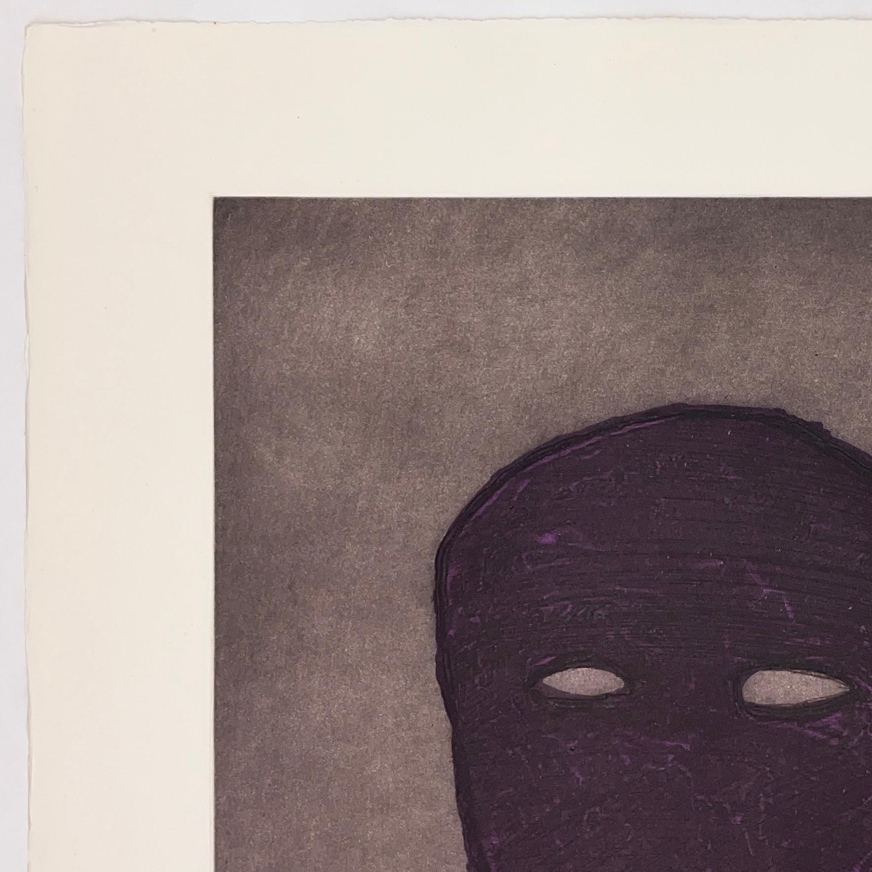 Fritz William Scholder Artista americano 1982 Maschera incisa originale firmata in vendita 1