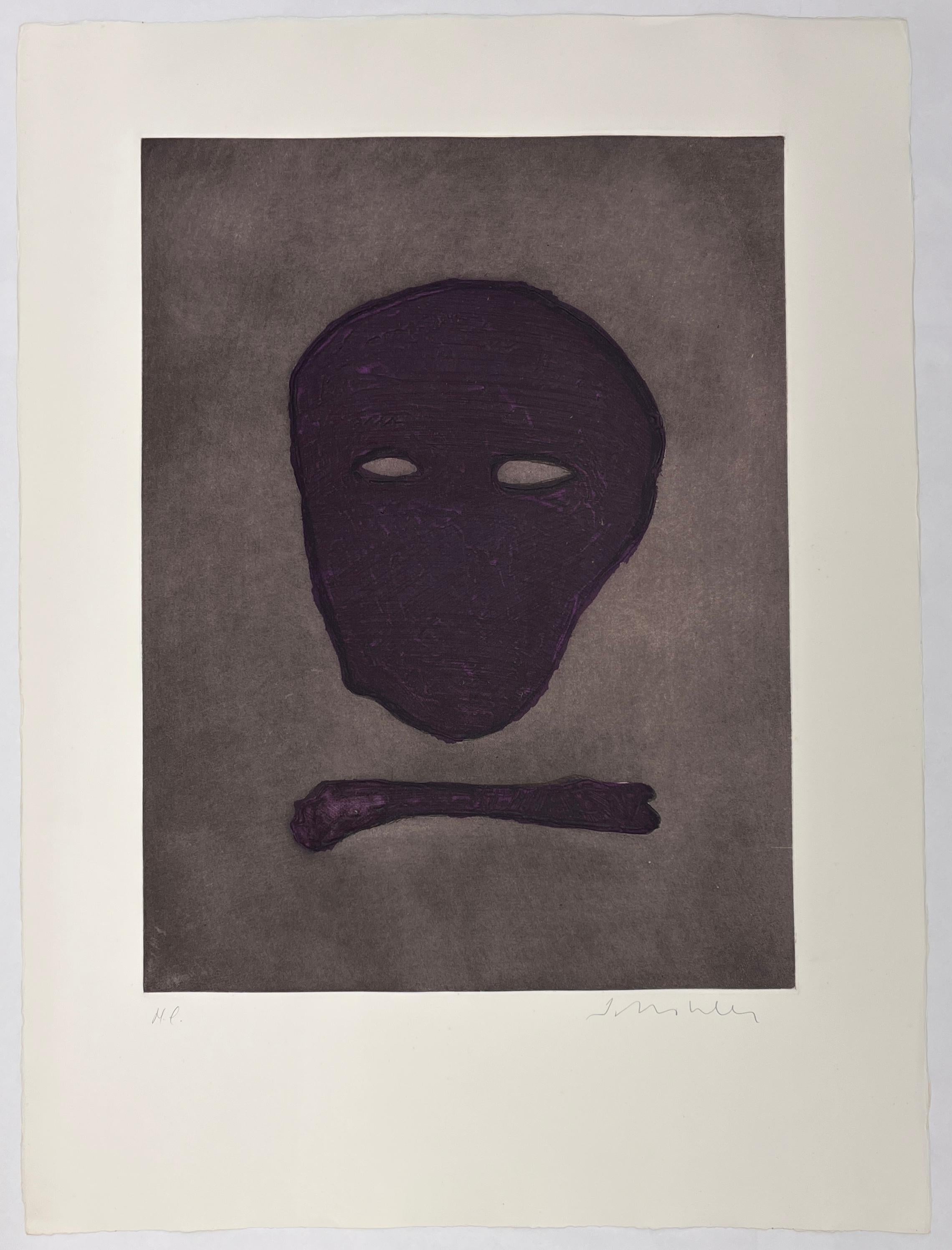 Fritz William Scholder Artista estadounidense 1982 máscara de grabado original firmada