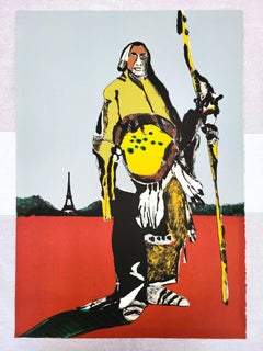 Indian in Paris /// Fritz Scholder Native American Contemporary Lithograph Man