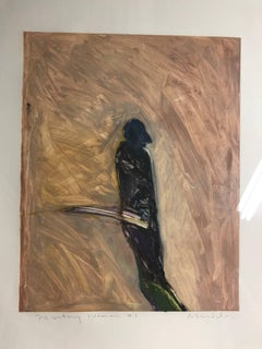 Lithographie de Fritz Scholder « Femme mystérieuse », marron foncé, abstrait