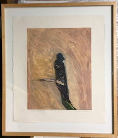 Mystery Woman, Fritz Scholder lithograph, tan brown, abstract