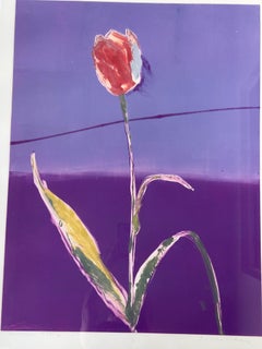 Monotype de couleur tulipe orange signé