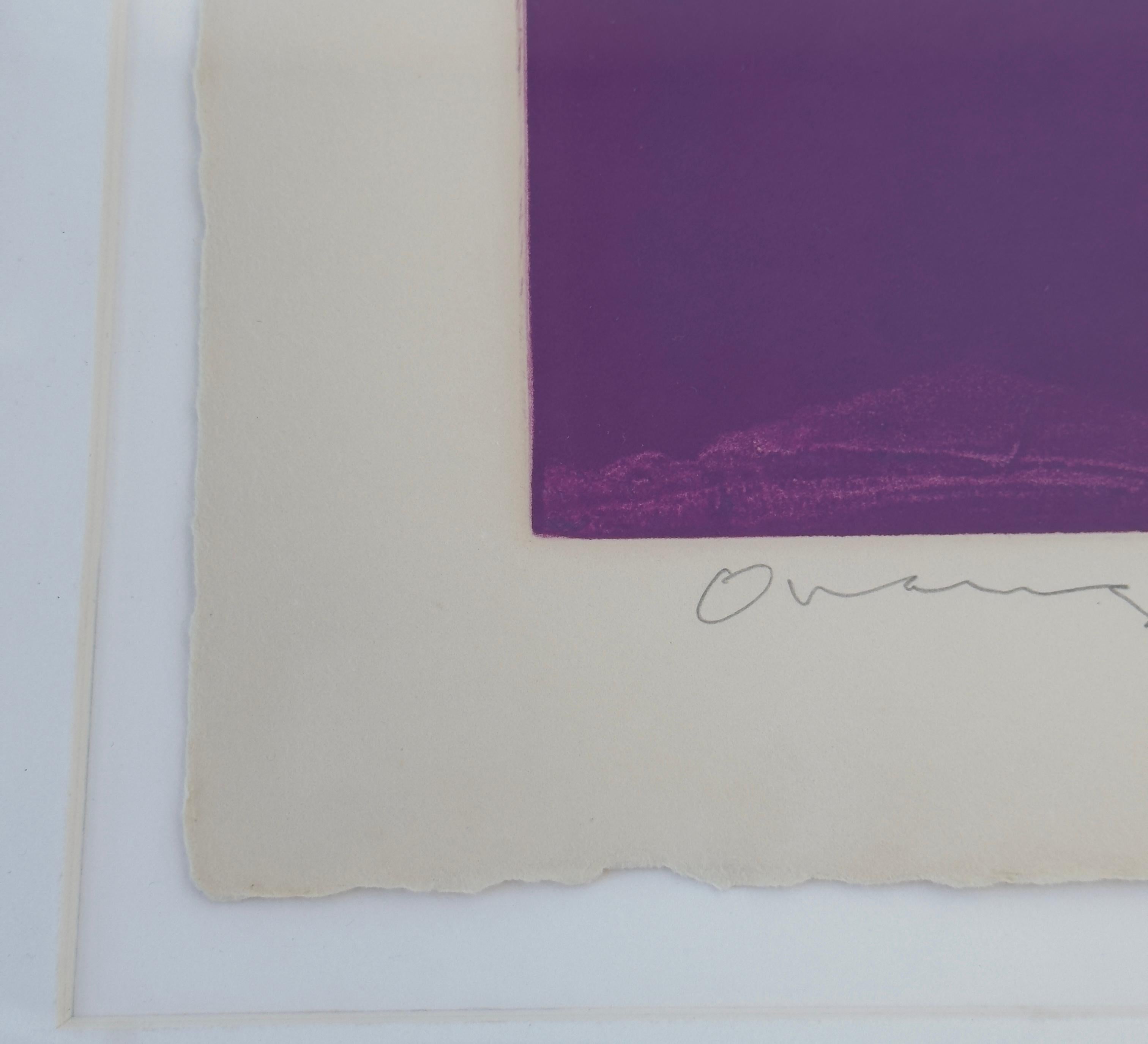 Monotypie in Orange mit Tulpenfarbe, signiert (Grau), Still-Life Print, von Fritz Scholder