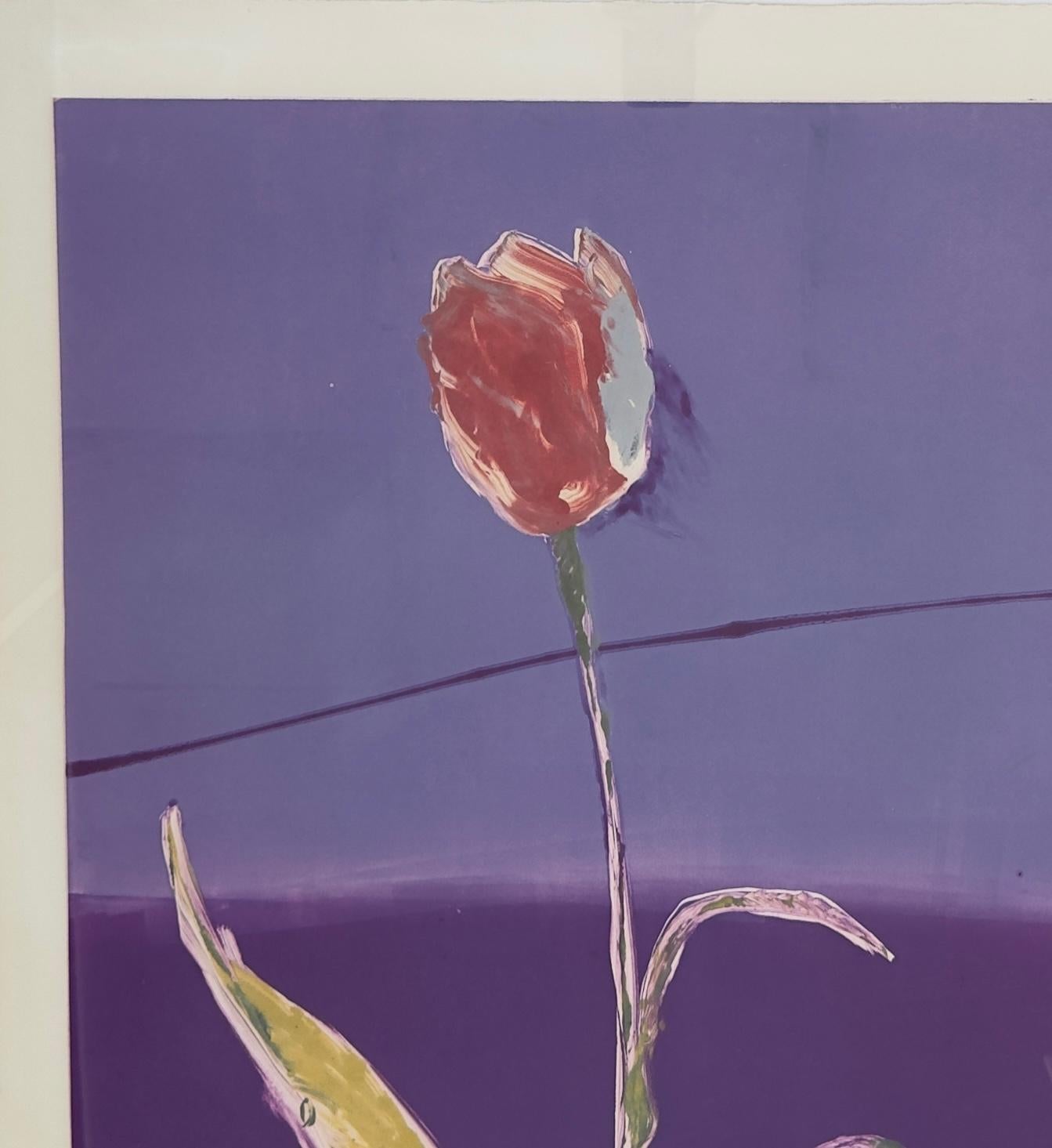 Monotypie in Orange mit Tulpenfarbe, signiert im Angebot 2