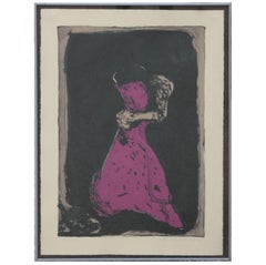 "Second Dream" Modern Abstract Purple Toned Figurative Lithograph 11 of 79