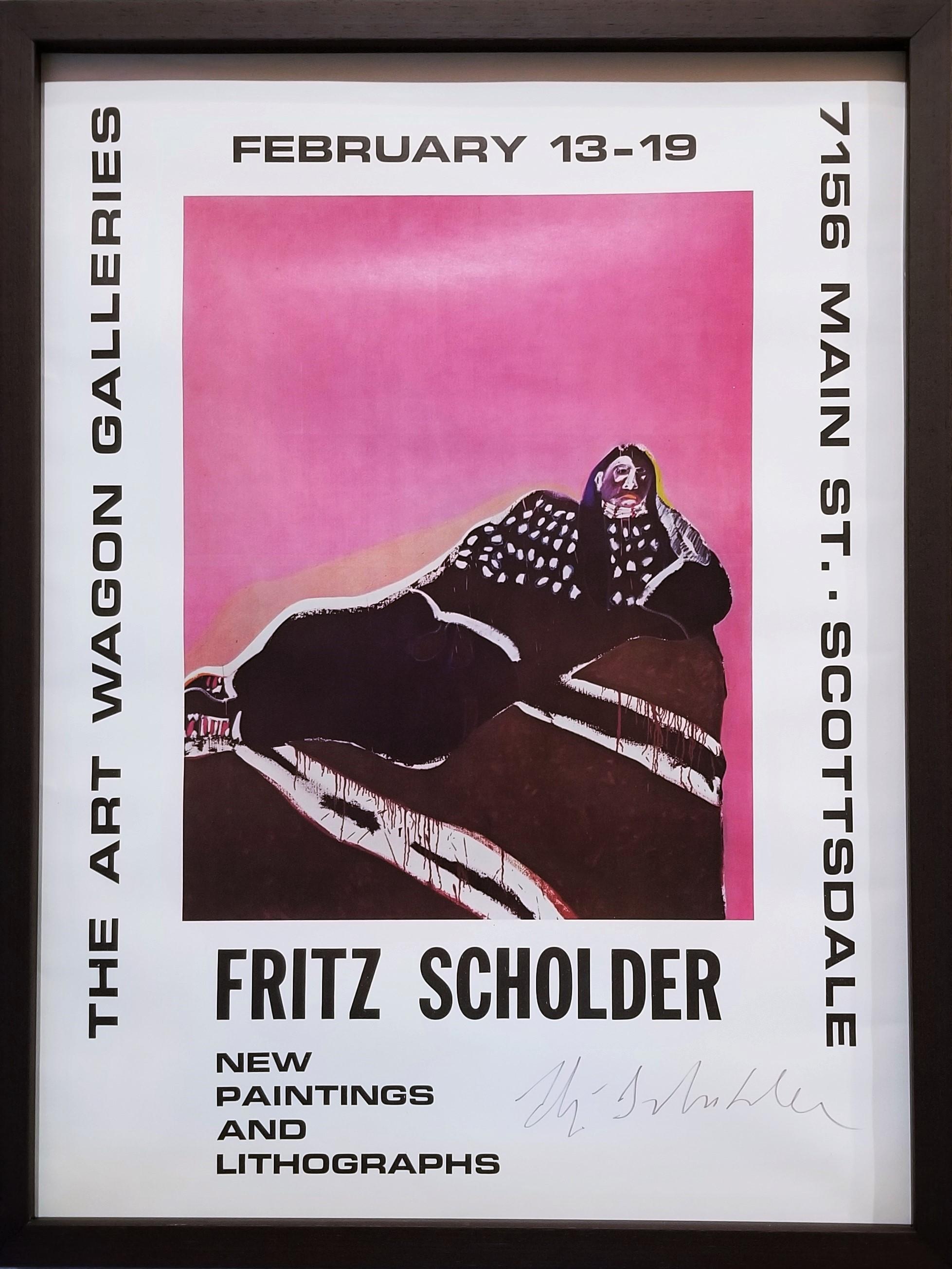 Affiche The Art Wagon Galleries : Fritz Scholder (Femme tournée vers l'avenir) (signée) en vente 1