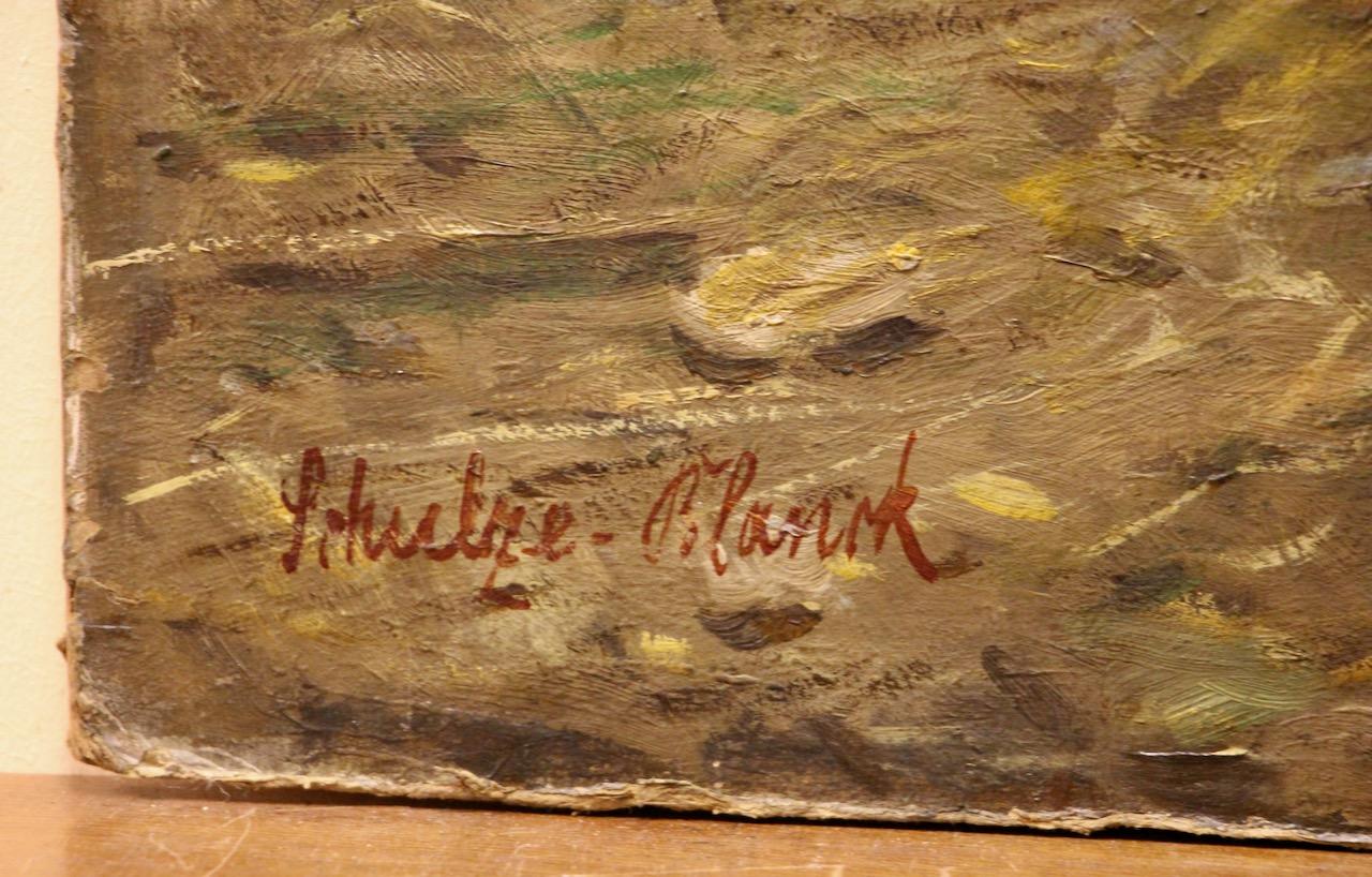 Fritz Schulze-Blank - Henne mit Küken, Öl auf Karton im Angebot 7