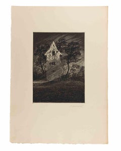 Im Herbststurm - Aguafuerte de Fritz Schwimbeck - 1918