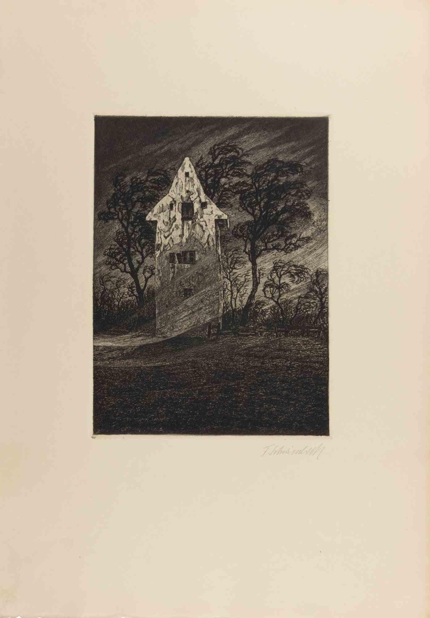 Etching realized by Fritz Schwimbeck in 1918.

Edition of 125 realized in Munich on mulberry paper.

Hand signed in pencil.