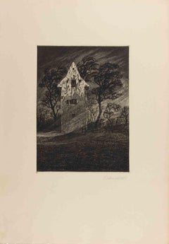 Im Herbststurm - Etching by Fritz Schwimbeck - 1918