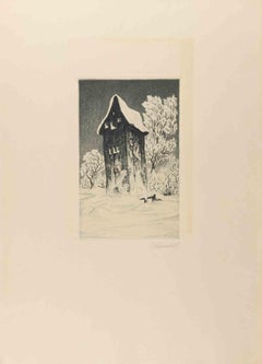In Schnee - Acquaforte di Fritz Schwimbeck - 1918