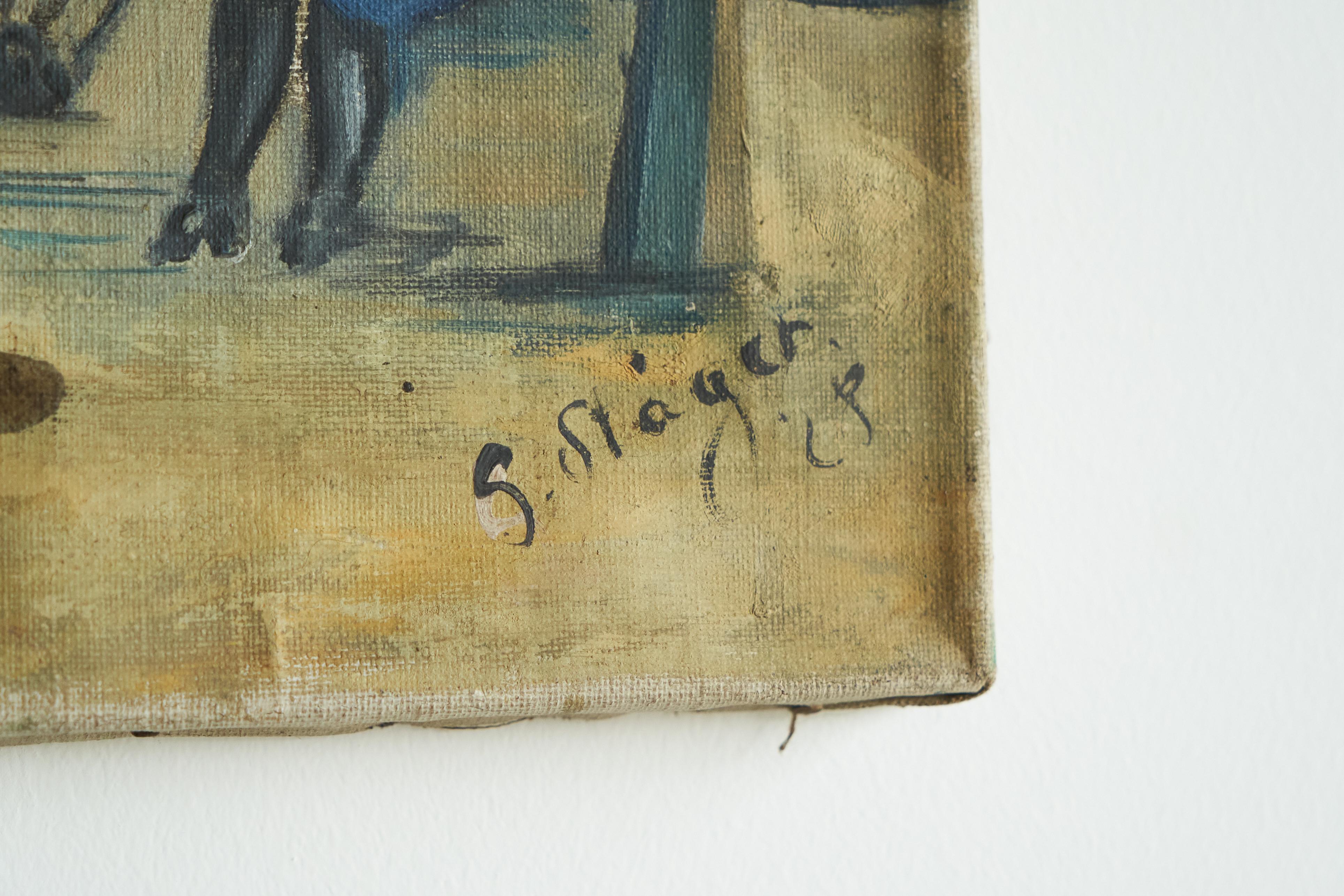 Fritz Stäger 'Dorfanger' Öl auf Leinwand 1928 im Angebot 5
