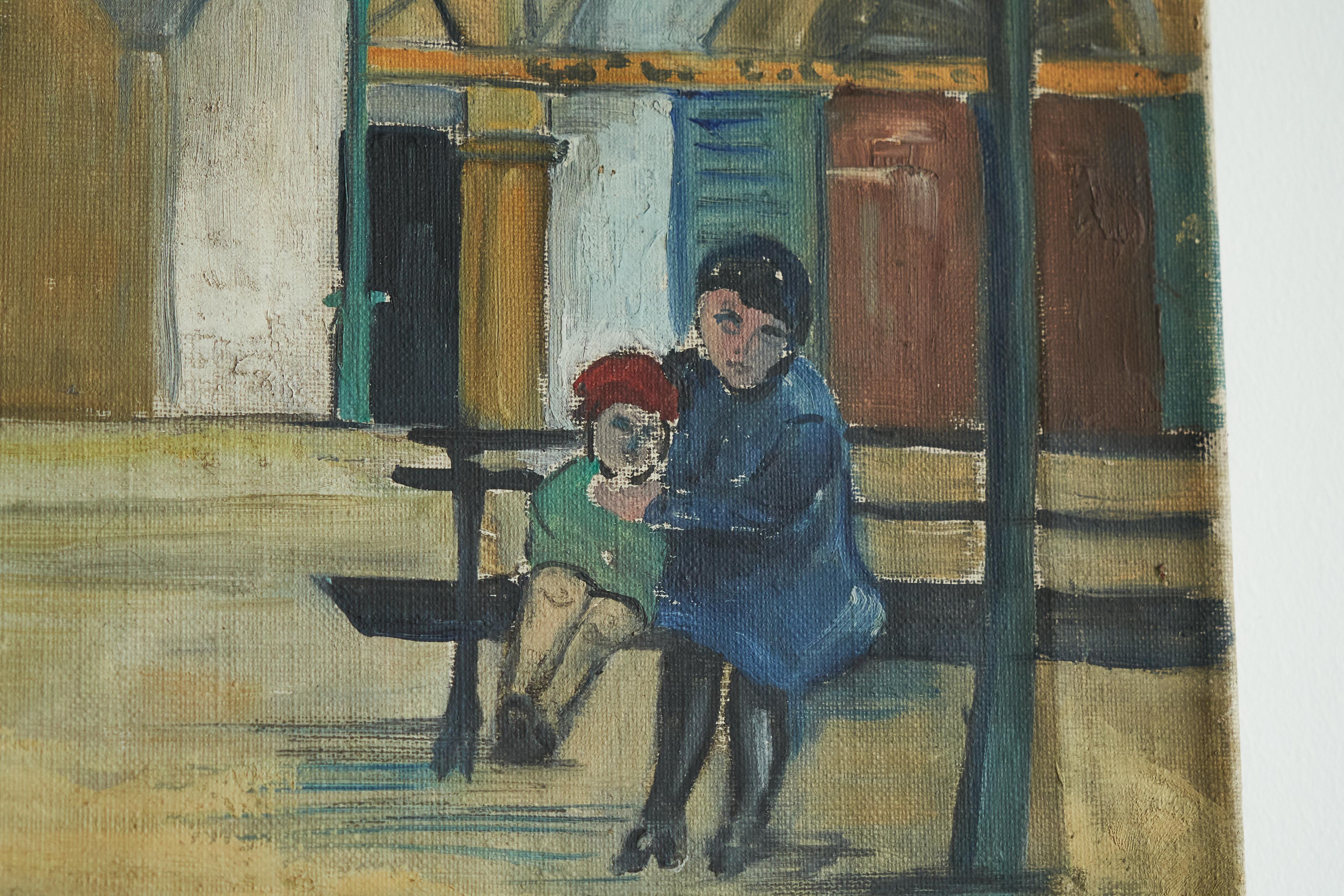 Fritz Stäger 'Dorfanger' Öl auf Leinwand 1928 (Handgefertigt) im Angebot