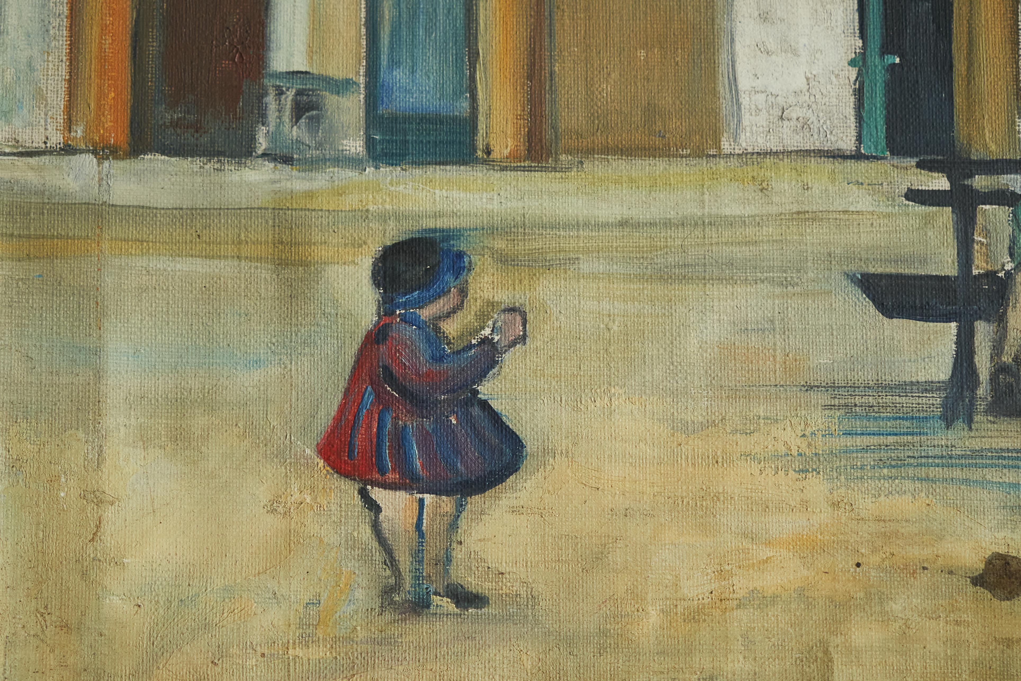 Fritz Stäger 'Dorfanger' Öl auf Leinwand 1928 im Zustand „Gut“ im Angebot in Meer, VAN