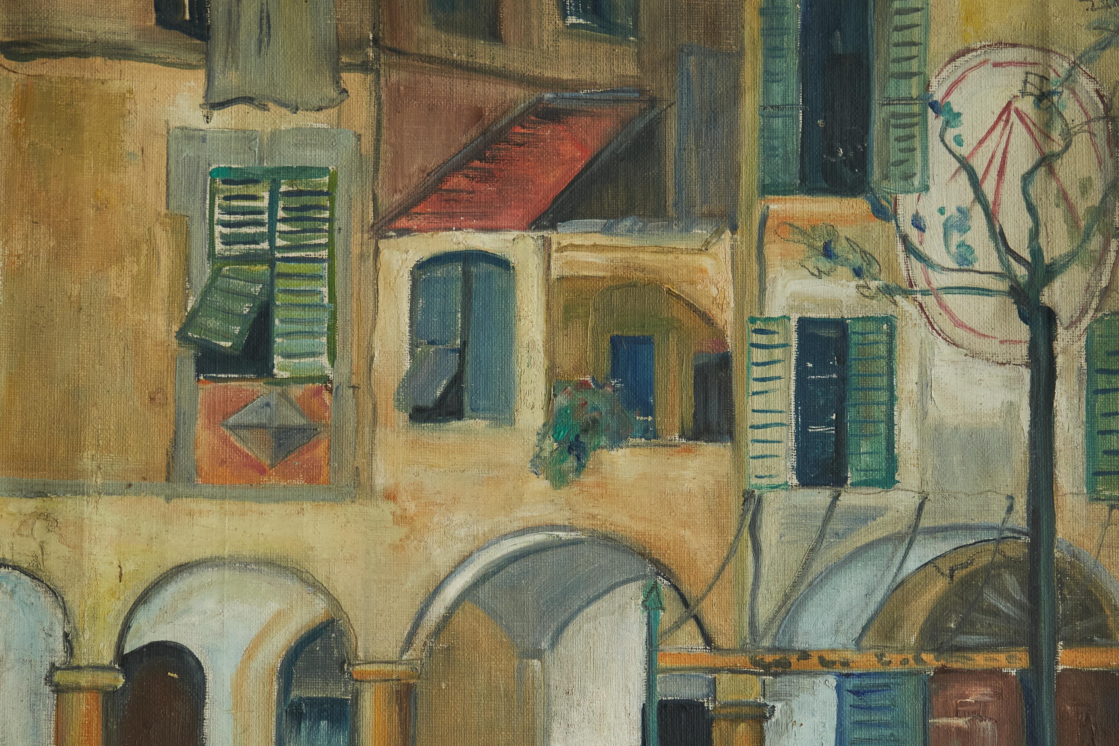 Fritz Stäger 'Dorfanger' Öl auf Leinwand 1928 im Angebot 1