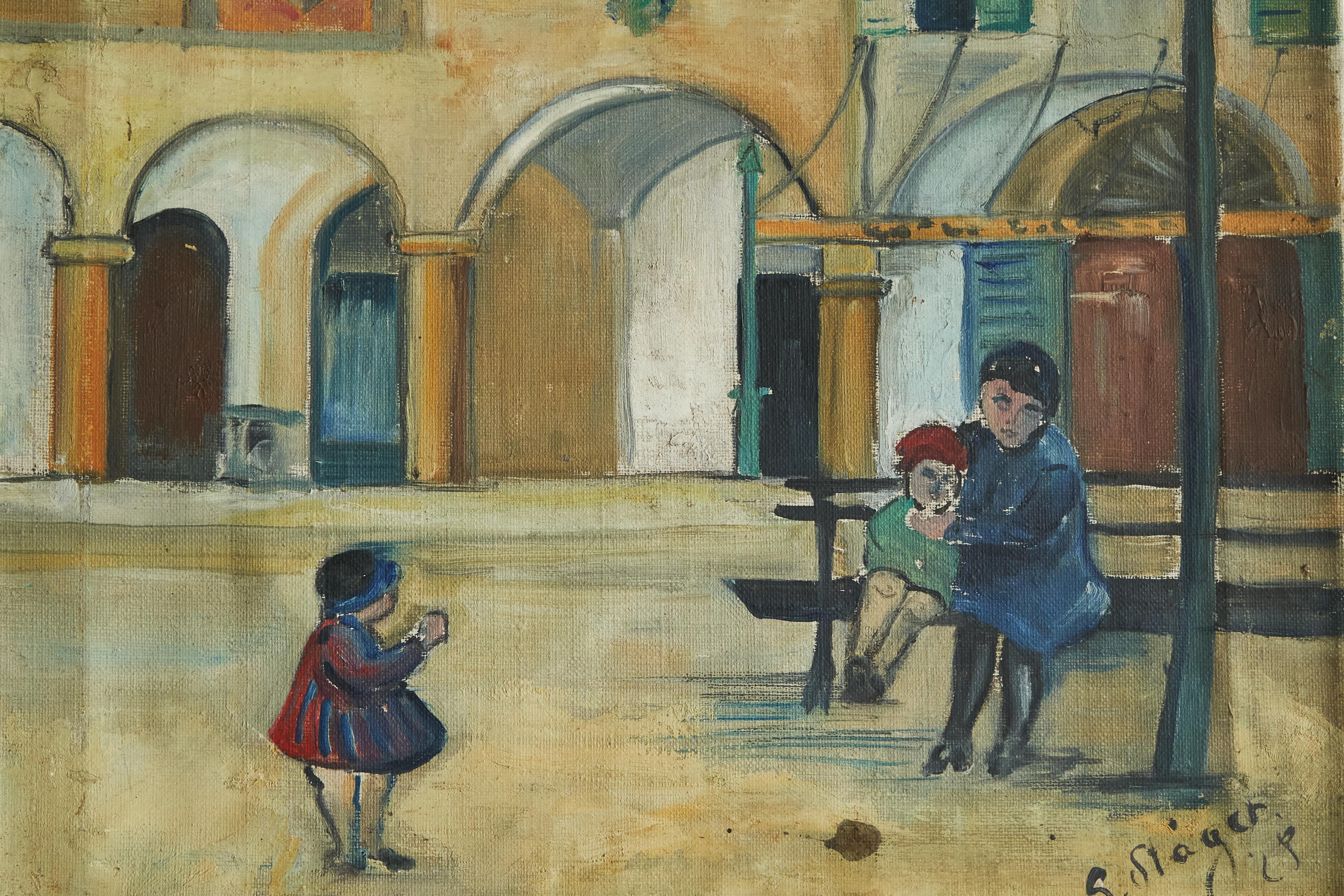 Fritz Stäger 'Dorfanger' Öl auf Leinwand 1928 im Angebot 4