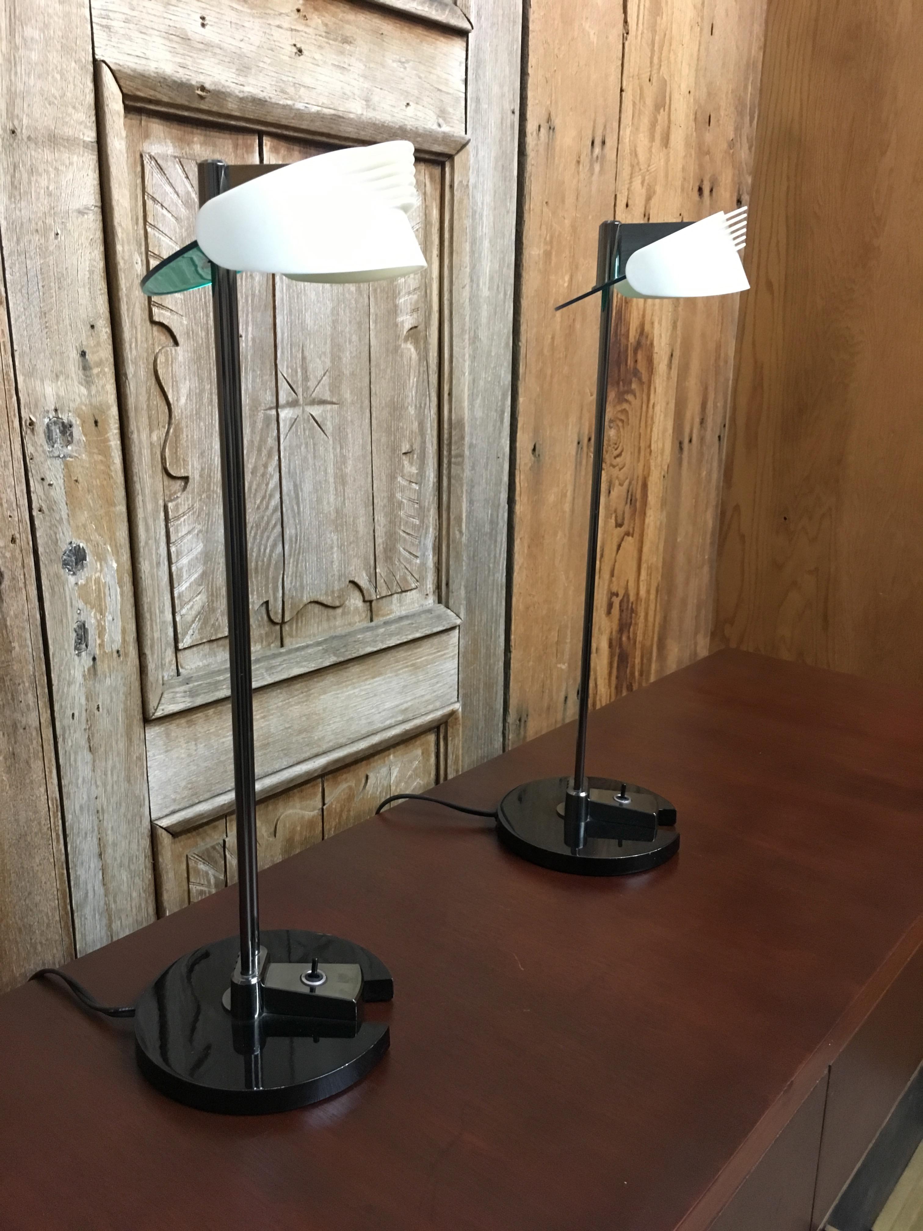 Chrome Fritz Table Lamps by Perry King & Santiago Miranda for Arteluce For Sale