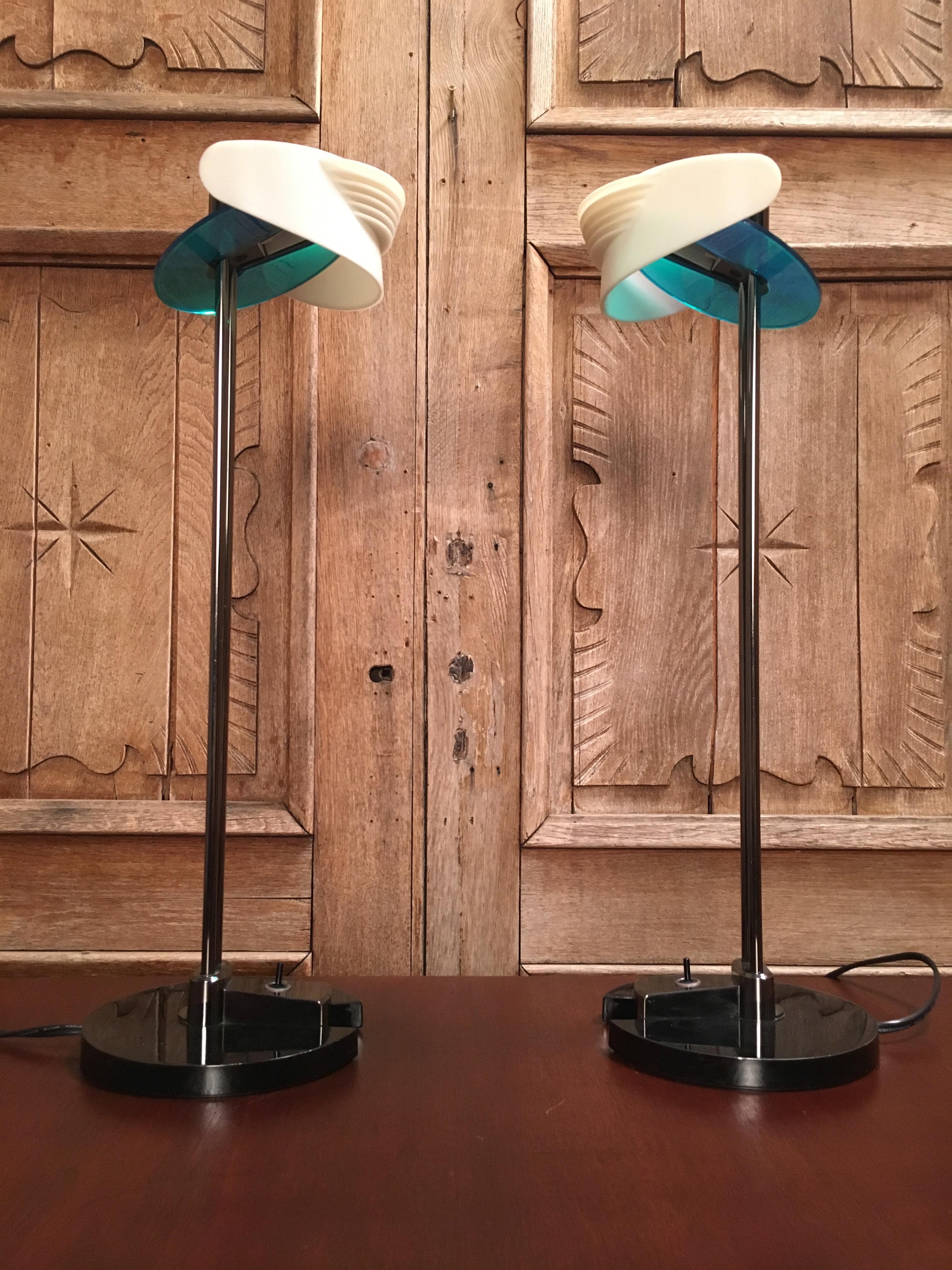 Fin du 20e siècle Lampes de table Fritz par Perry King & Santiago Miranda pour Arteluce en vente